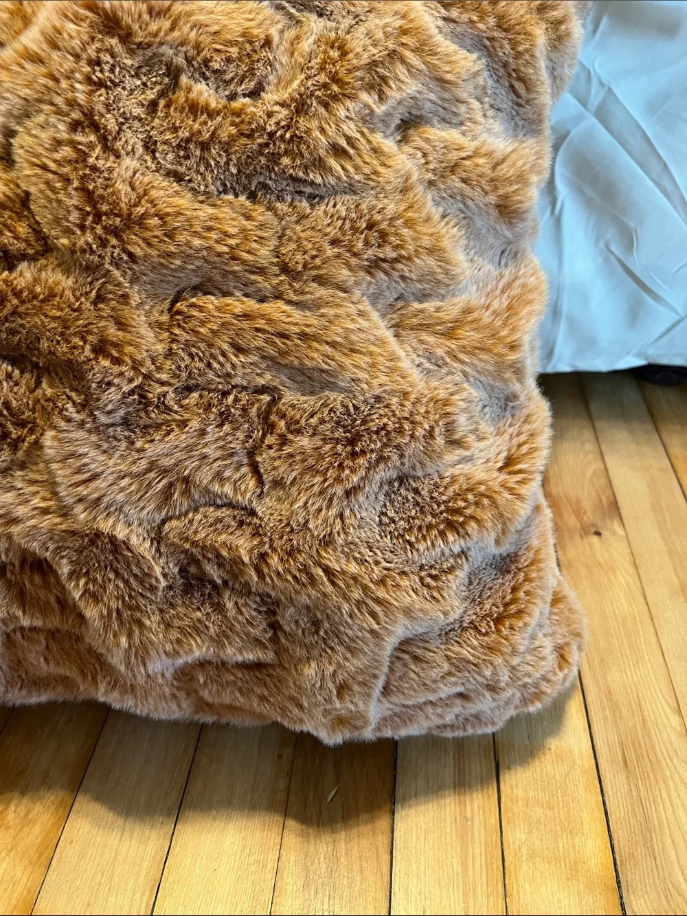 Anthropologie Luxe Sculpted Faux Fur Pillow Bronze Down Filled Large Soft